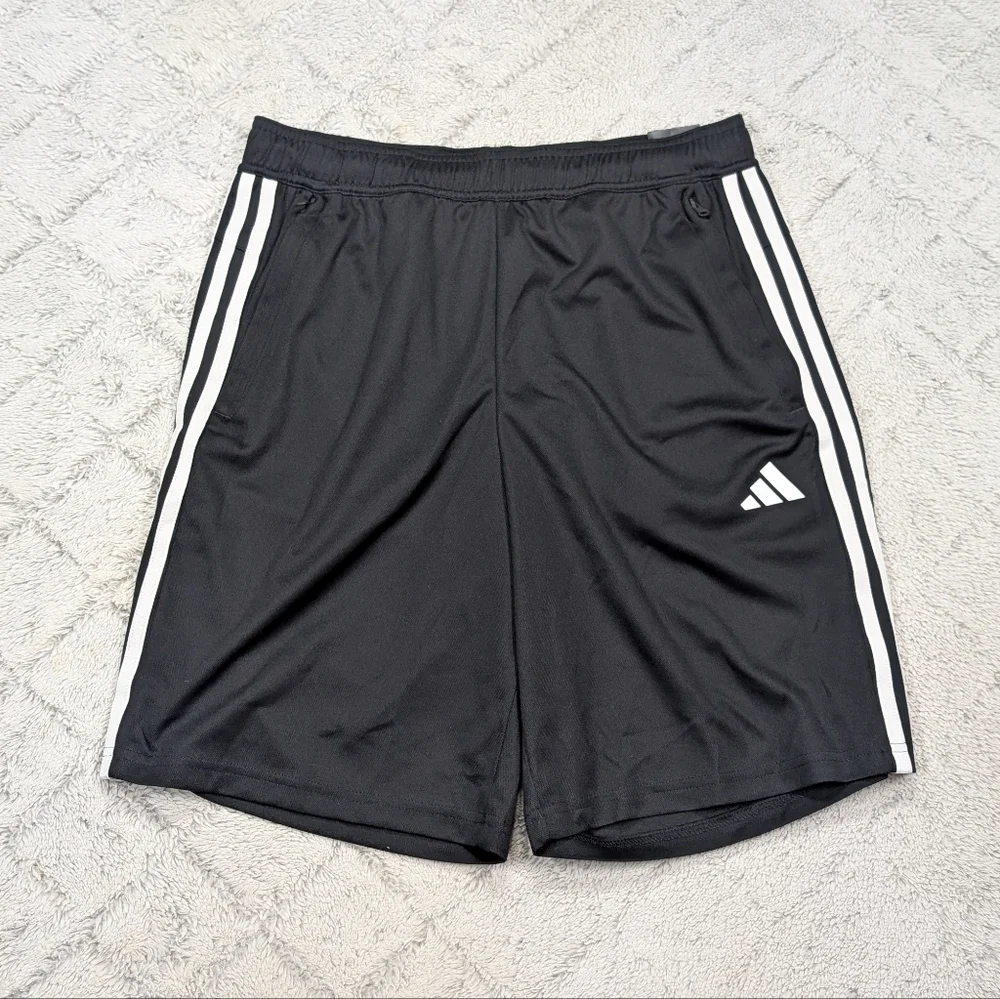 Adidas Shorts Mens M Black White Train Essentials Pique 3 Stripes Training